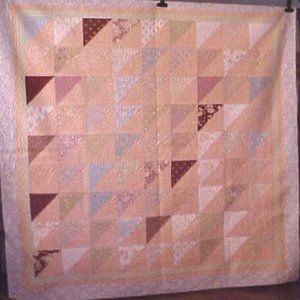 Quilt Queen Peach Floral Custom Quilted 94 x 94